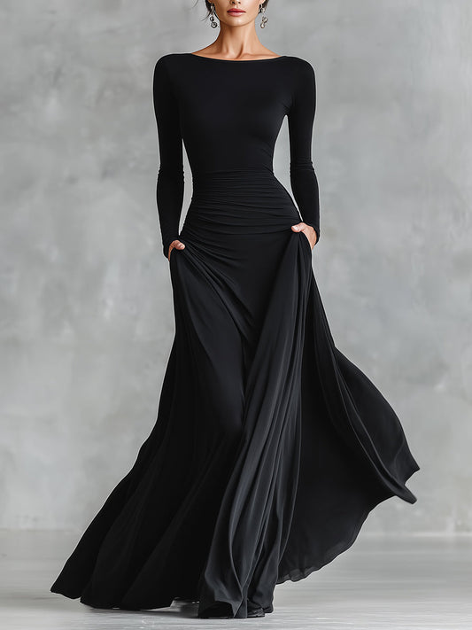 Robe maxi élégante à plis fluides